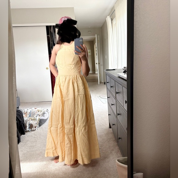 NWOT Reformation Percy Halter Linen Midi Dress Sz2 Parmesan - Picture 11 of 13